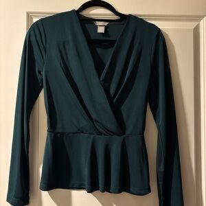 H&M Deep Green Wrap Blouse